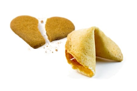 broken heart cookie and fortune cookie, small
